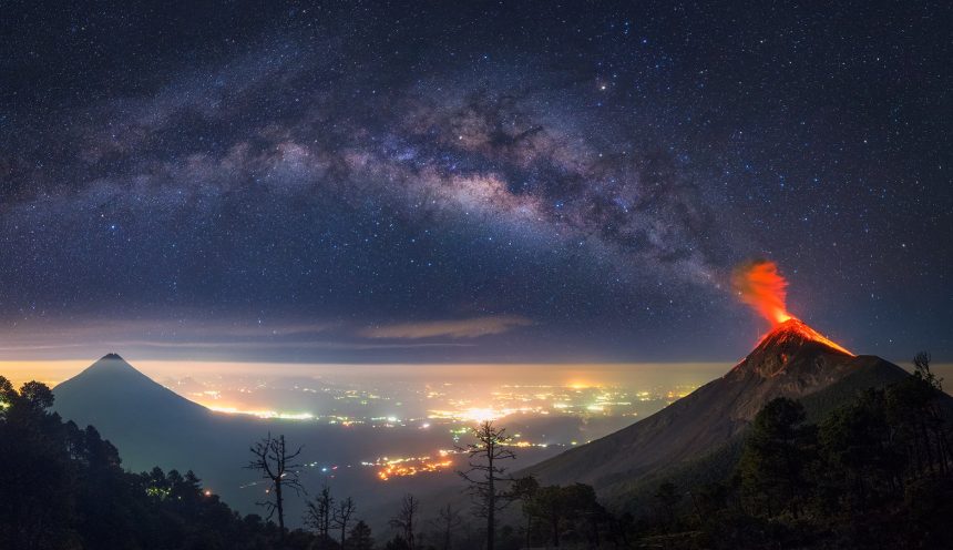 Volcano seems like its erupting into the Milky Way I Milky Way Volcano Volcano seems like its erupting into the Milky Way I Milky Way Volcano