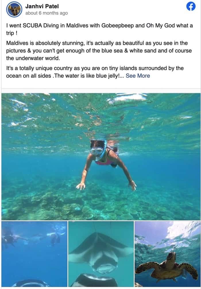 Gobeepbeep Review Janhvi Patel Scuba diving in maldives