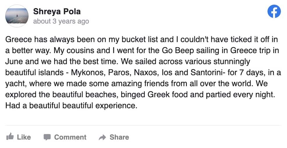 Gobeepbeep Review Shreya Pola Greece Sailing Trip